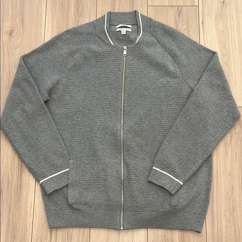 New without Tags Marks & Spencer Gray Cotton Blend Zip-Up Men's Sweater